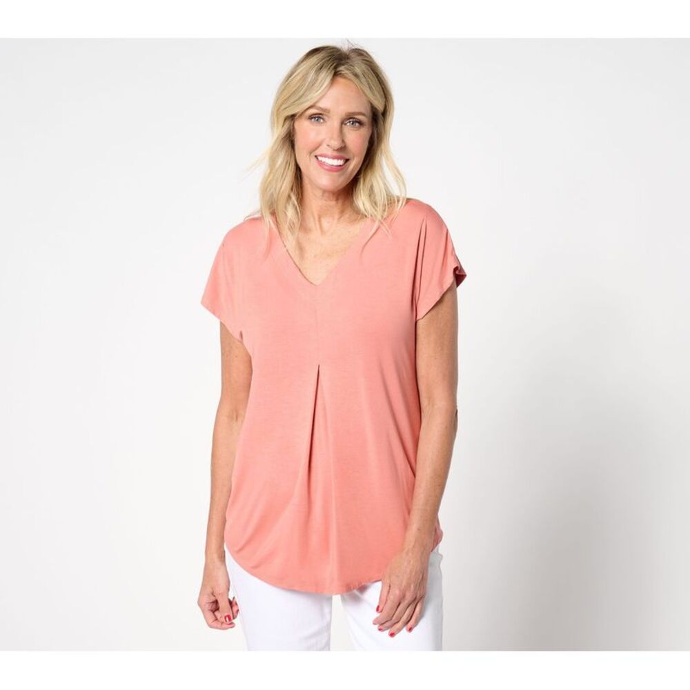 Lusome Women's Top Sz M Rayon Spandex Solid Pink A647805